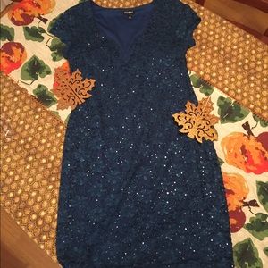 Sophisticated Cocktail Dress Teal Lace Sz16